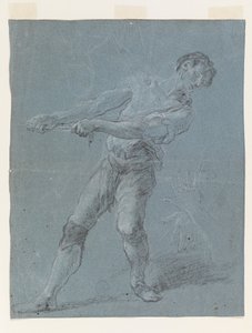 Giovane uomo che tira una corda da Luca Giordano