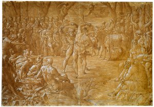 La lotta tra Entello di Sicilia e Darete di Troia, c1544 da Luca Penni