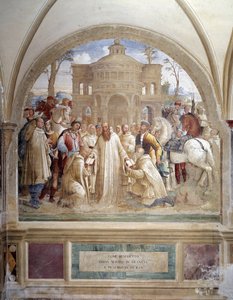 Benedetto manda Mauro in Francia e Placido in Sicilia (Benedetto manda Mauro in Francia e Placido in Sicilia) Affresco del chiostro realizzato da Luca Signorelli che racconta la vita di San Benedetto da Norcia (480 - 567) fondatore dell