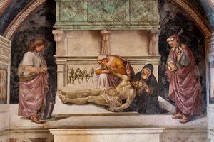 Compianto sul Cristo morto tra i due santi di Orvieto (S. Parenzo a destra e S. Faustino a sinistra) da Luca Signorelli