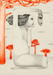 Donna surreale e contemplativa da Luca di Napoli