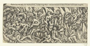 Inferno con demoni e dannati nel fuoco eterno
