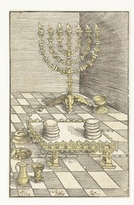 Candelabro a sette braccia e tavolo con il pane della presenza