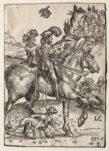 Un gentiluomo e una signora a cavallo verso la caccia, 1506 da Lucas Cranach the Elder