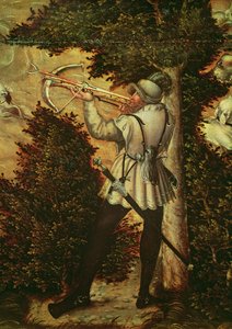 Balestriere che prende la mira, (dettaglio) da Lucas Cranach the Elder
