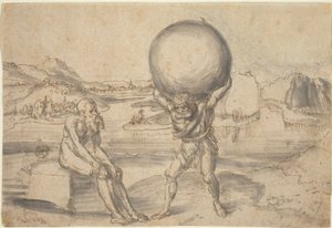 Ercole che solleva Atlante dal globo
