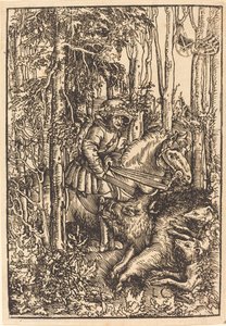 Cacciatore a cavallo che caccia un cinghiale da Lucas Cranach the Elder