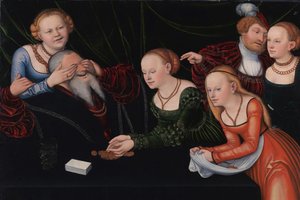 Vecchio ingannato dalle cortigiane, ca 1537 da Lucas Cranach the Elder