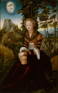 La Maddalena seduta davanti a un albero da Lucas Cranach the Elder