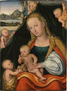 Tedesco: Madonna und Kind mit dem Johannesknaben und Engeln La Vergine e il Bambino con il neonato San Giovanni Battista e gli angeli da Lucas Cranach the Younger