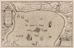 Carta nautica del Golfo di Riga, Cartografia da Lucas Jansz. Waghenaer