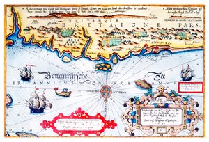Carta nautica della costa della Bretagna