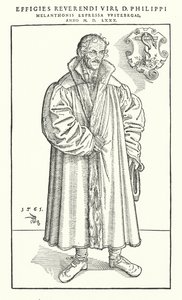 Filippo Melantone, riformatore protestante tedesco (incisione) da Lucas The Younger (after) Cranach