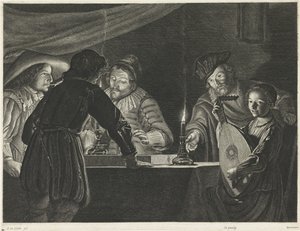 Giocatori di tric-trac alla luce delle candele da Lucas Vorsterman (I)
