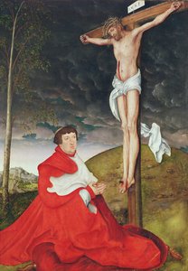Alberto, Cardinale Elettore di Magonza ai piedi della Croce da Lucas the Elder Cranach
