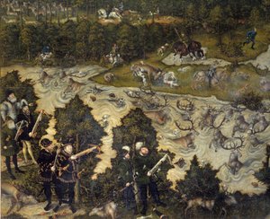 Caccia in onore di Carlo V al Castello di Torgau in Germania (dettaglio) da Lucas the Elder Cranach
