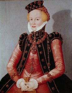 Ritratto di giovane donna riccamente vestita, con cappello e gioielli da Lucas the Elder Cranach