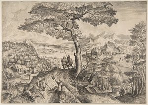 Soldati a riposo Milites Requiescentes da I grandi paesaggi, ca. 1555-56 da Lucas van Doetecum