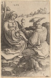Un Nobile e una Signora Seduti in un Paesaggio da Lucas van Leyden