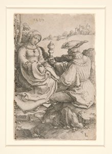 Un nobile e una dama seduti in un paesaggio da Lucas van Leyden