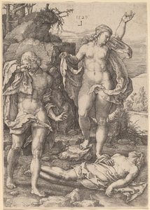 Adamo ed Eva piangono la morte di Abele da Lucas van Leyden