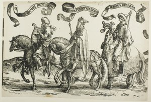 Davide, Salomone, Roboamo, tavola uno, da I dodici re di Israele da Lucas van Leyden