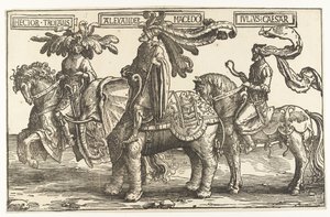 Gli eroi Ettore di Troia, Alessandro Magno e Giulio Cesare