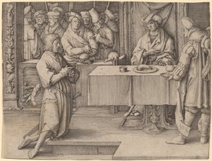 Giuseppe Interpreta i Sogni del Faraone da Lucas van Leyden