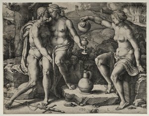 Lot e le sue figlie, 1530 da Lucas van Leyden