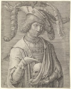Ritratto di un giovane con un teschio da Lucas van Leyden