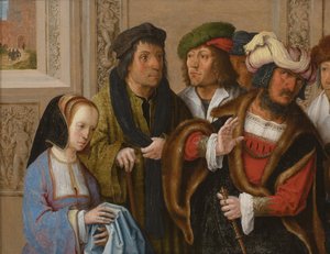 La moglie di Potifar mostra il mantello di Giuseppe, c. 1512 da Lucas van Leyden