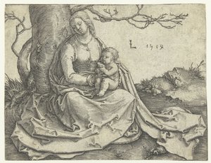 Vergine e Bambino seduti sotto un albero