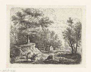 Paesaggio con tre mucche e una donna