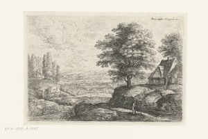 Paesaggio con un uomo con un bastone (Sei paesaggi) da Lucas van Uden