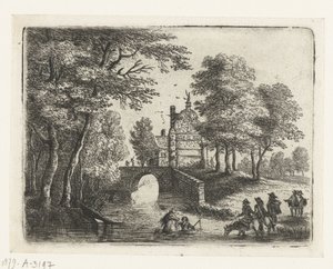 Paesaggio con un fiume, un ponte e cavalieri Piccoli paesaggi (titolo della serie) da Lucas van Uden