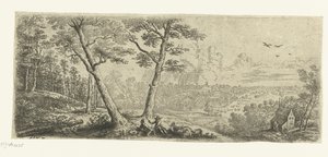 Paesaggio con due uomini che conversano da Lucas van Uden