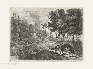 Paesaggio con due putti Paesaggio con un ragazzo e una donna con una brocca Cinque paesaggi (serie) da Lucas van Uden