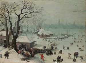Paesaggio invernale con nevicata vicino ad Anversa da Lucas van Valckenborch
