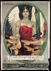 Poster del prestito di guerra italiano della Prima Guerra Mondiale da Luciano Achille Mauzan