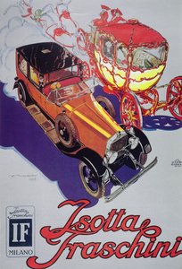 Poster pubblicitario per auto Isotta Faschini da Luciano Achille Mauzan