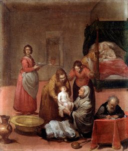La nascita di Giovanni Battista (dettaglio) da Luciano Borzone