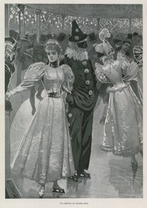 Carnevale sul ghiaccio alla Niagara Hall, Westminster Londra (litografia)
