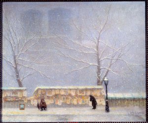 Notre Dame vista dalla riva sinistra in tempo nevoso da Lucien Levy Dhurmer
