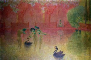 Ninfe che si bagnano in un paesaggio orientale