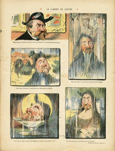 Illustrazione in Le Rire, 20/11/09 - il guardiano del Louvre (incisione) da Lucien Metivet