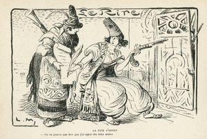 Illustrazione in Le Rire, 26/10/12 - La pace di Ouchy - Balcani, Svizzera, Guerra 14-18, trattato di Losanna da Lucien Metivet