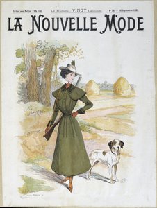 Donna in abbigliamento da caccia con fucile - in "La Nouvelle Mode" da settembre 1898 da Lucien Metivet