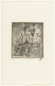 Gruppo di cinque ragazze sedute da Lucien Pissarro