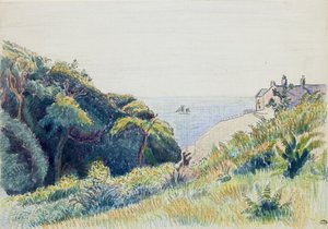 La casa della guardia costiera, Ecclesbourne, 1918 da Lucien Pissarro