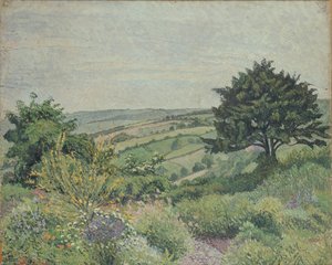 Il giardino del cottage, stagno, 1915 da Lucien Pissarro